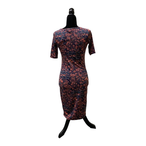 Lula Roe Peach and Teal Julia Pencil Dress, XXS, Pre-owned - Picture 2 of 7